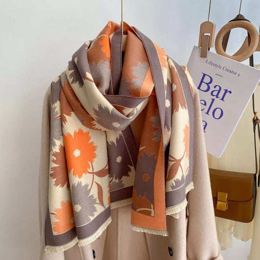 Floral Print Warm Winter Scarf