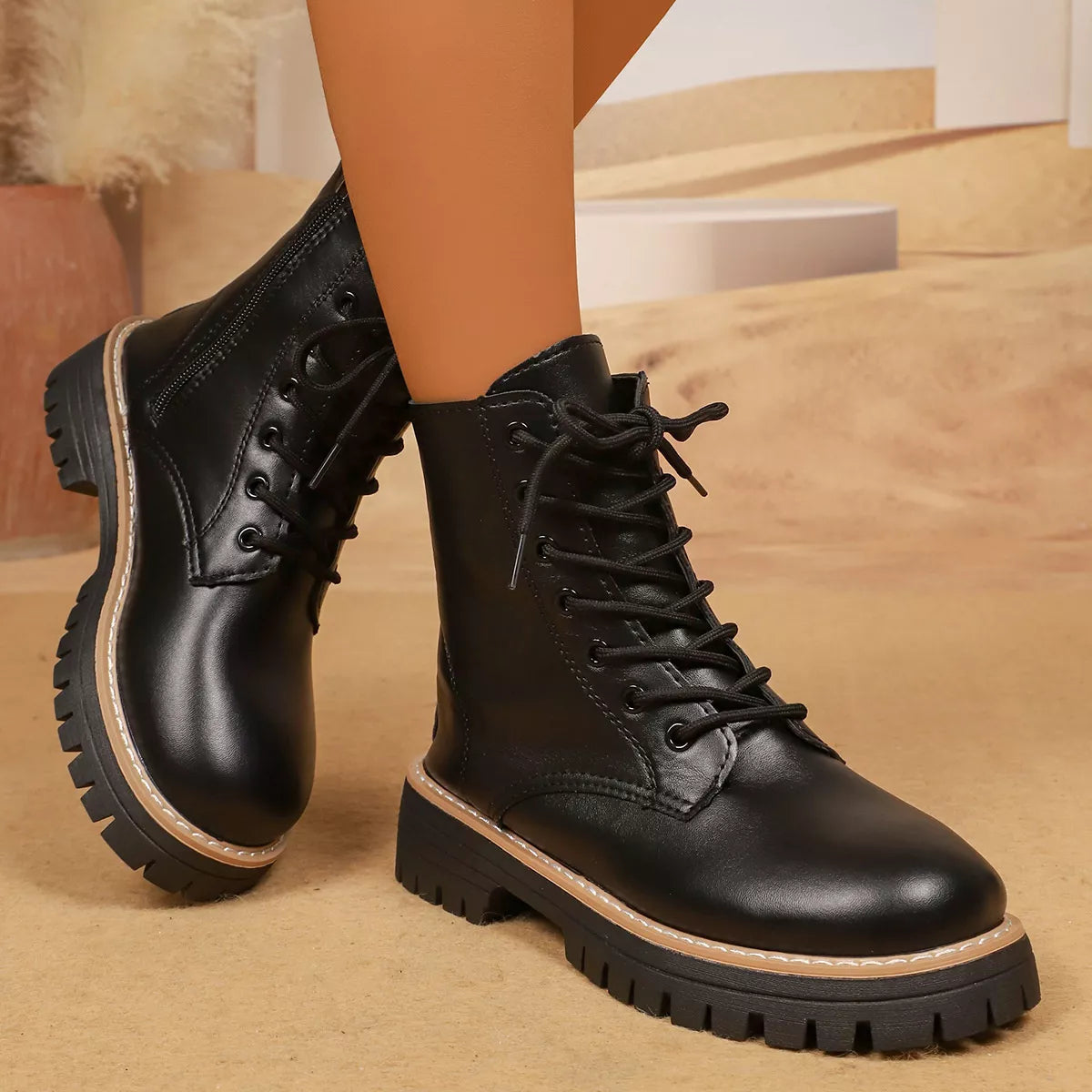 Lace-Up Platform Boots