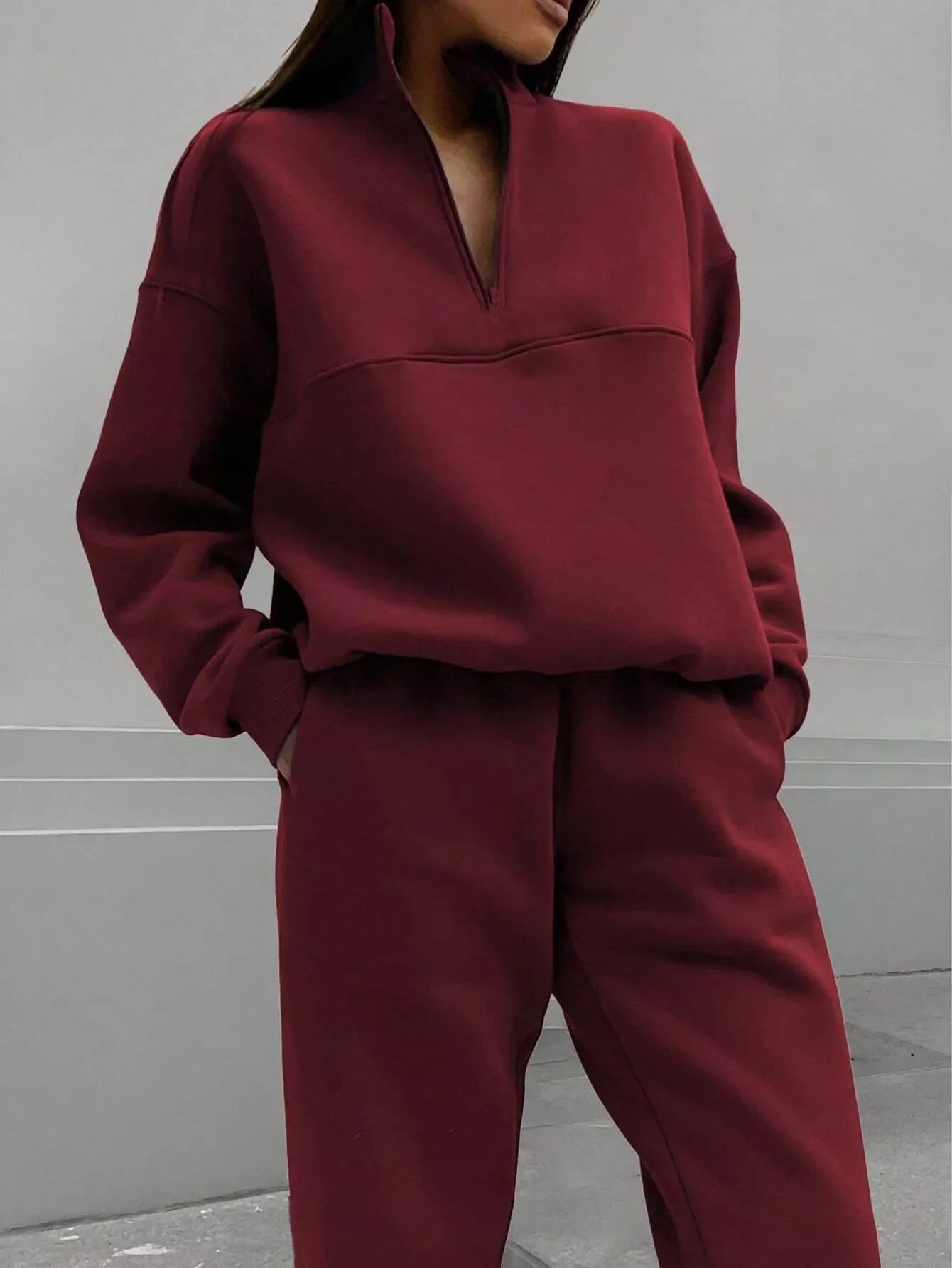 Half Zip Sweatshirt and Pants Set