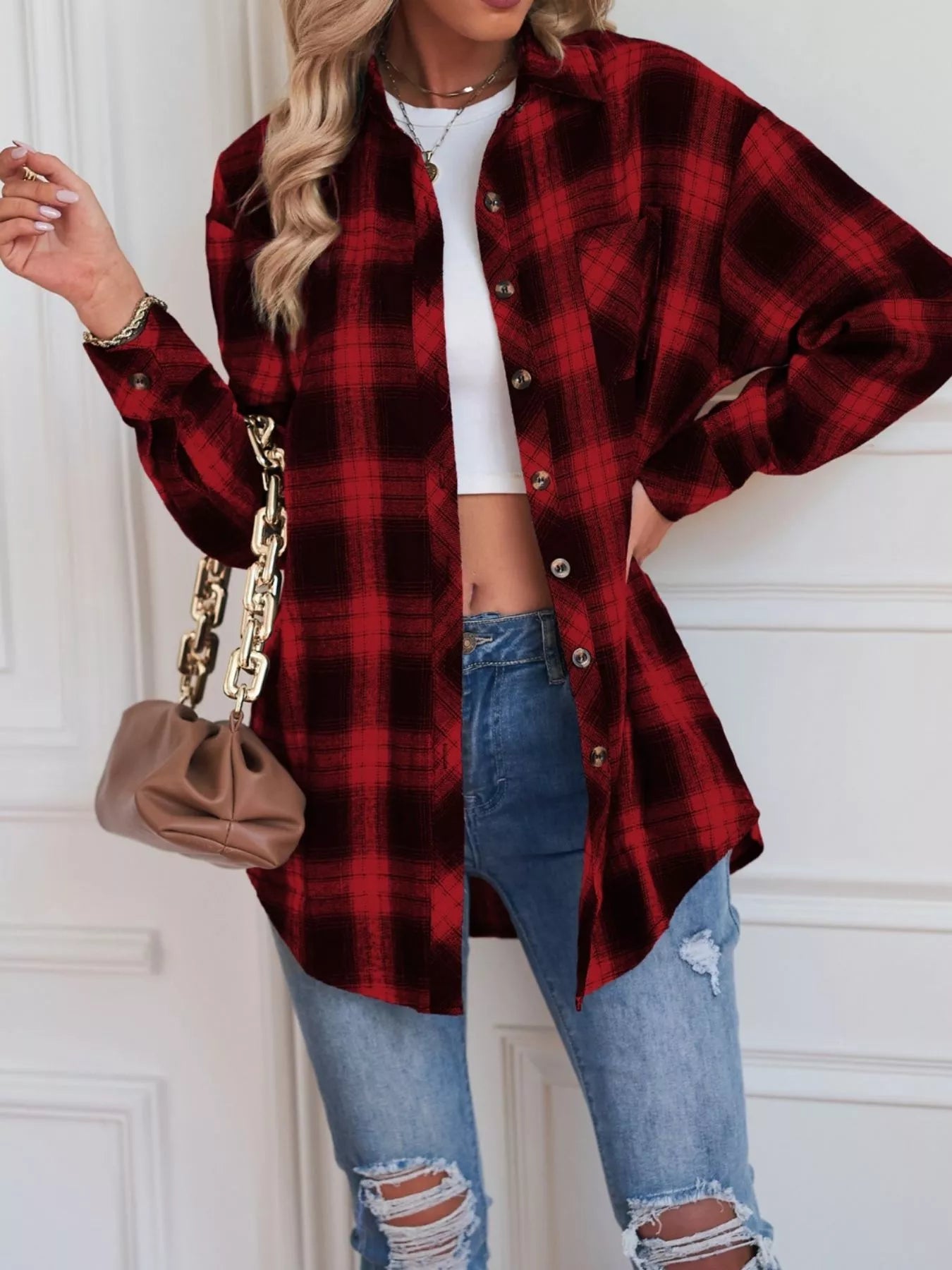 Casual Plaid Button Up Shirt