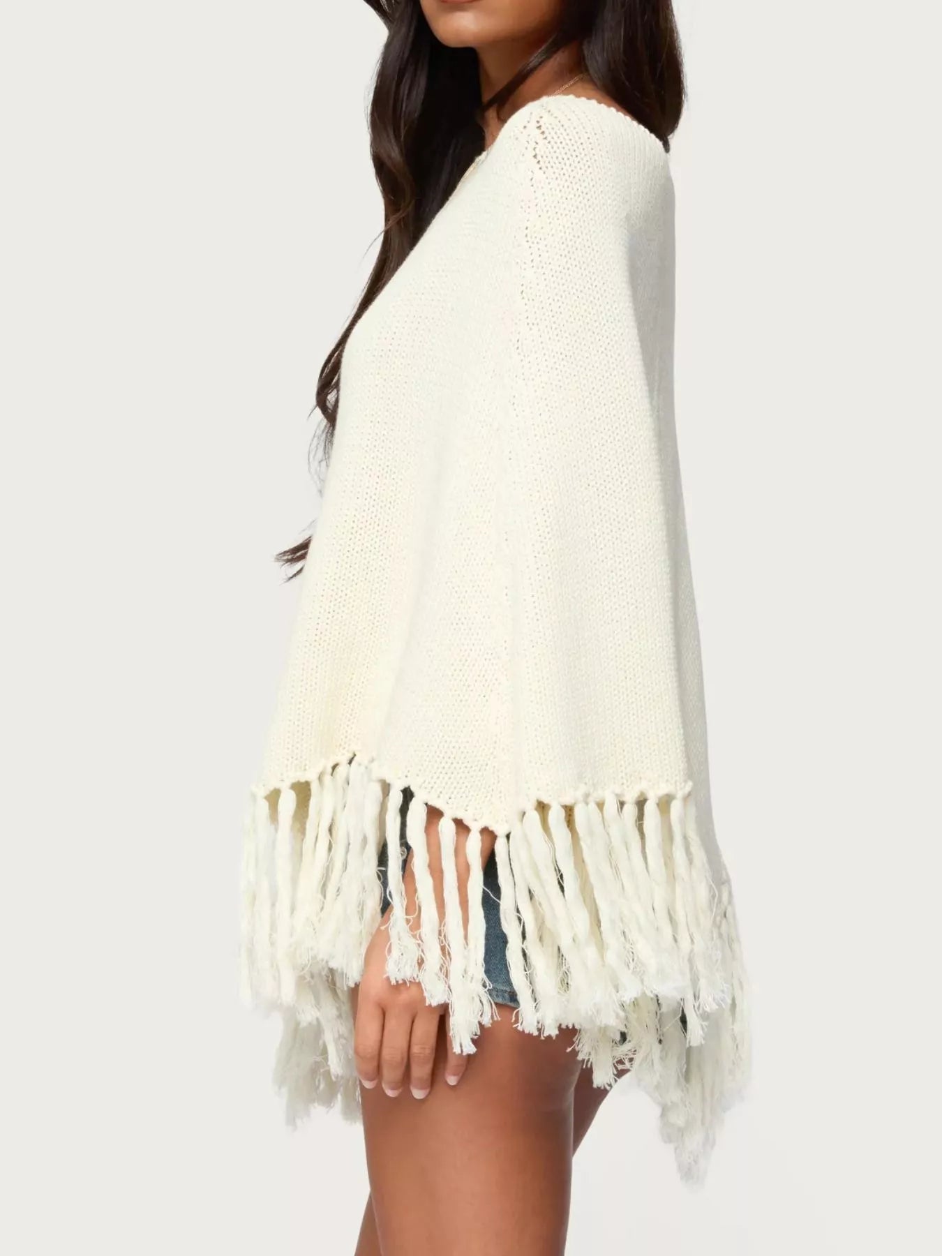 Fringe Cape Sleeve Sweater