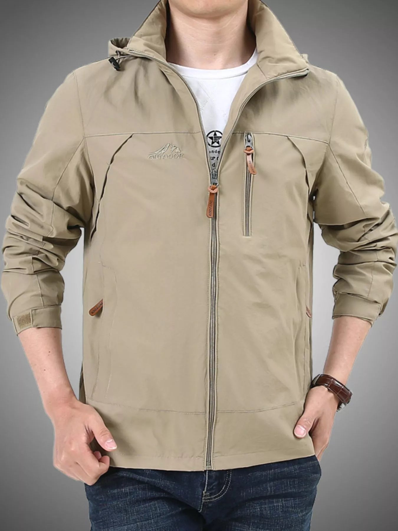 Men's Plus Size Lightweight Hooded Outdoor Jacket