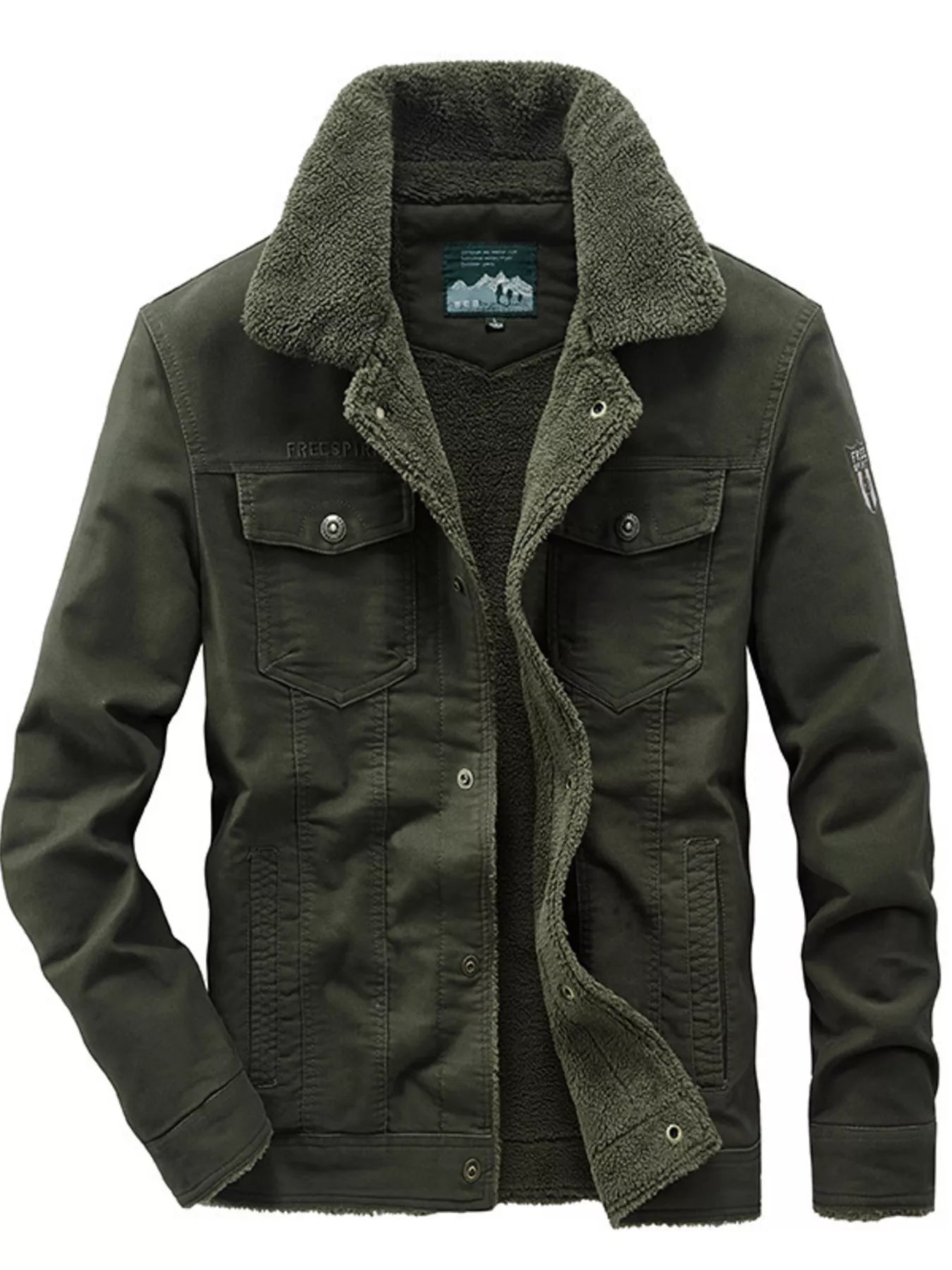 Men's Plus Size Snap Down Long Sleeve Jacket