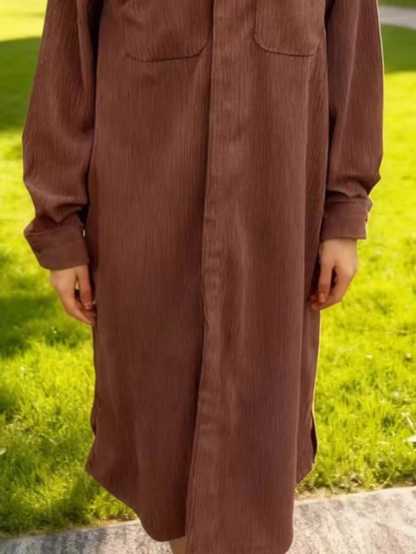 Corduroy Button-Down Midi Dress