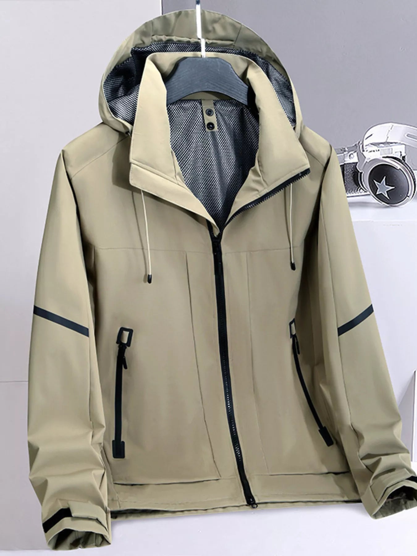 Men's Plus Size Lightweight Hooded Windproof Zip Up Jacket