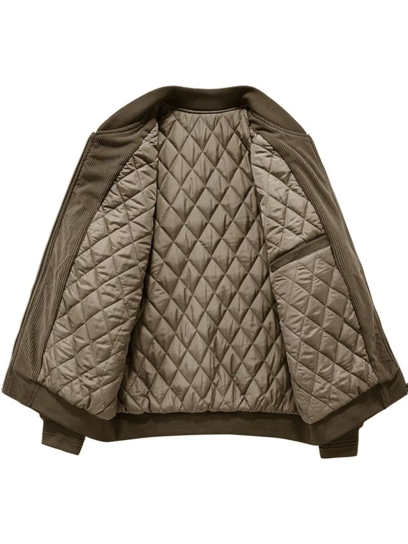 Men's Plus Size Casual Corduroy Quilted Lined Jacket
