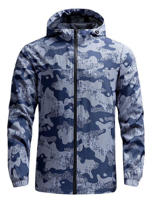 Men's Full Size Camouflage Lightweight Hooded Jacket Plus Size