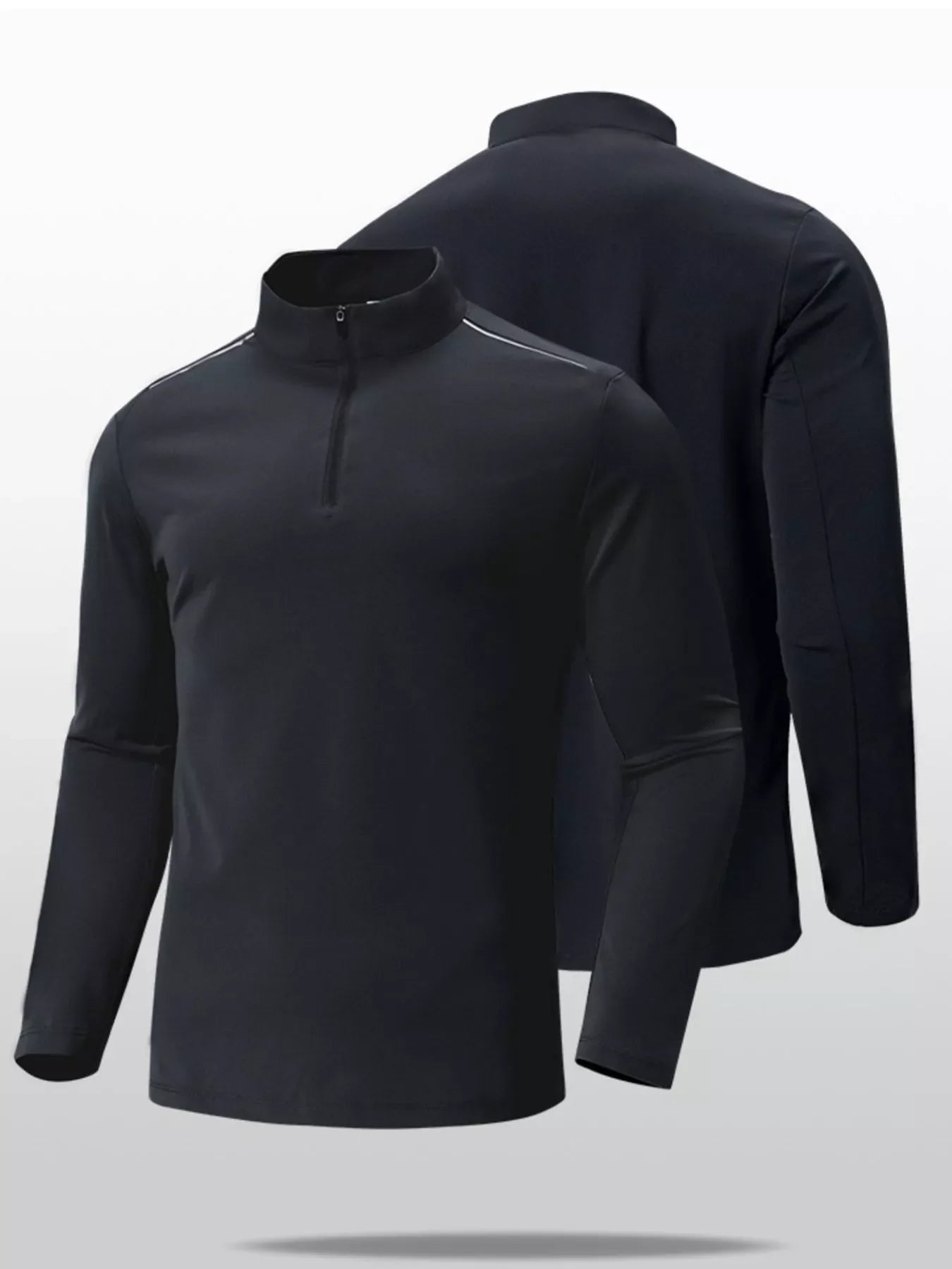 Men's Plus Size Long Sleeve Quarter Zip T-Shirt