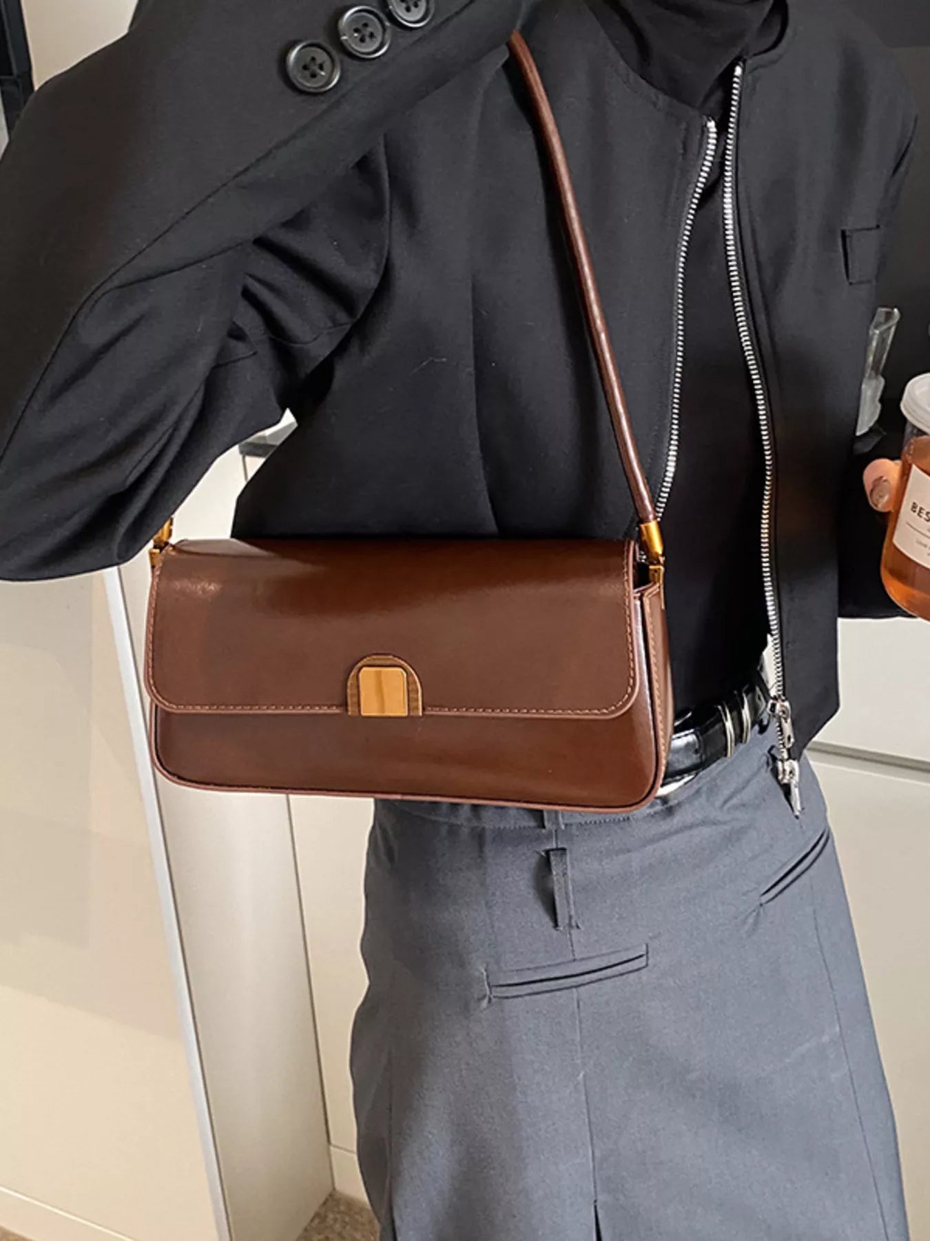 Retro Style Leather Shoulder Bag