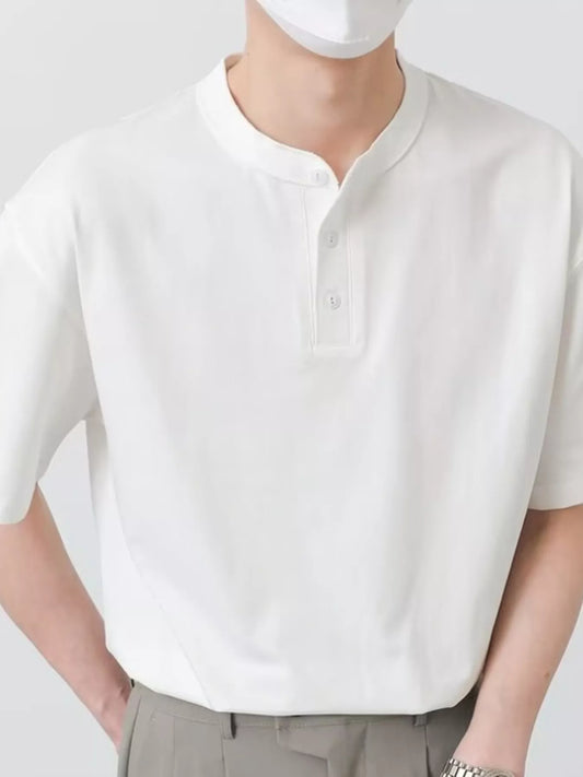 Men's Plus Size Minimalist Mandarin Collar Polo Shirt