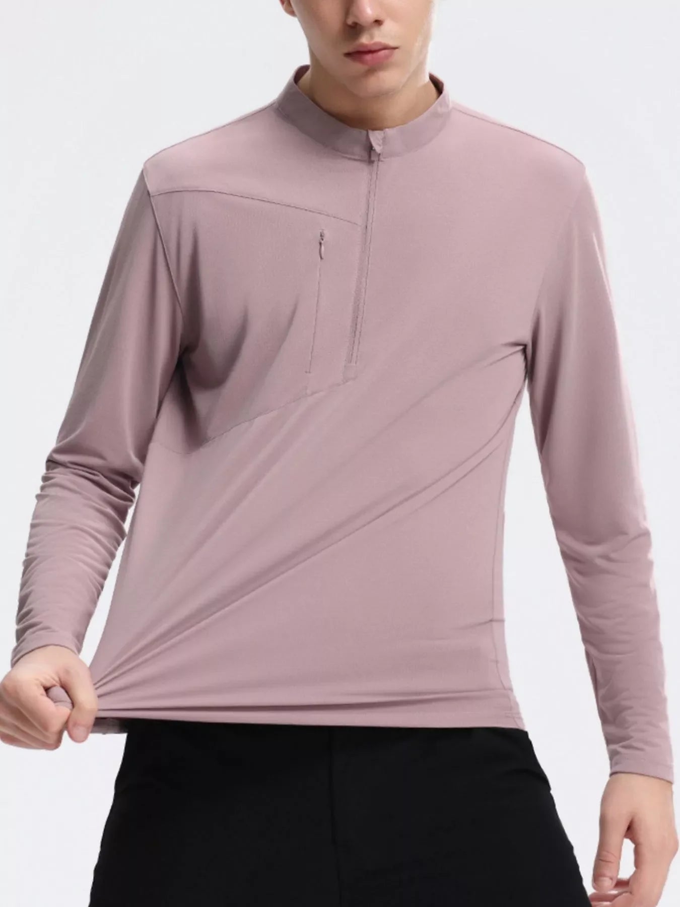 Men's Plus Size Slim Fit Quarter-Zip Sweatshirt