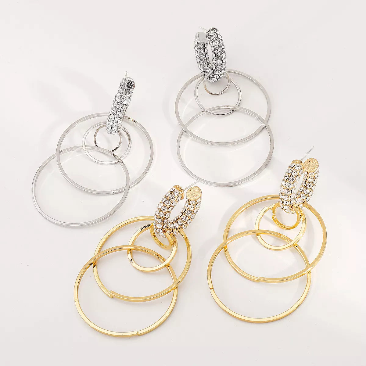 Rhinestone Hoop Dangle Earrings