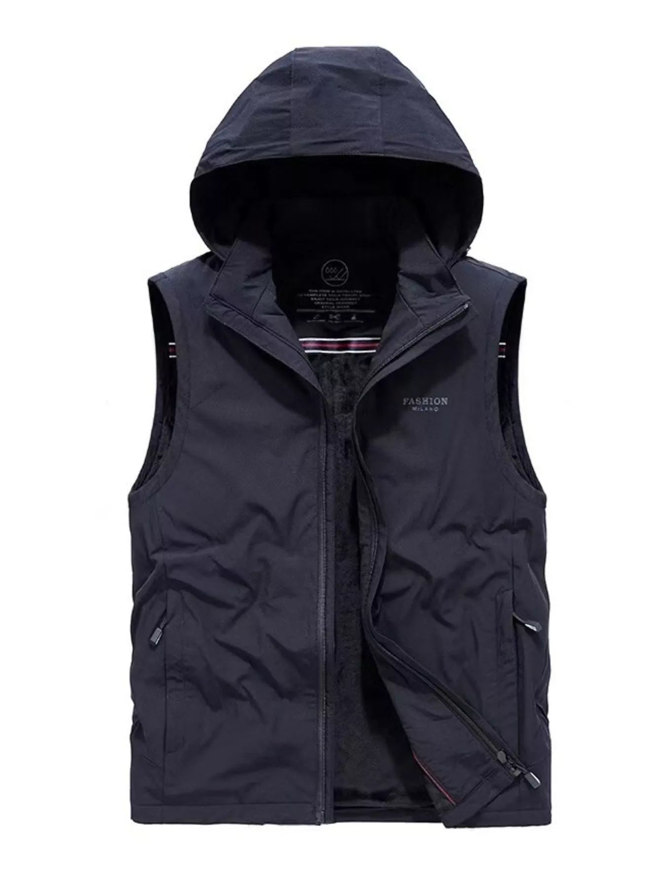 Men's Plus Size Hooded Zip Up Vest