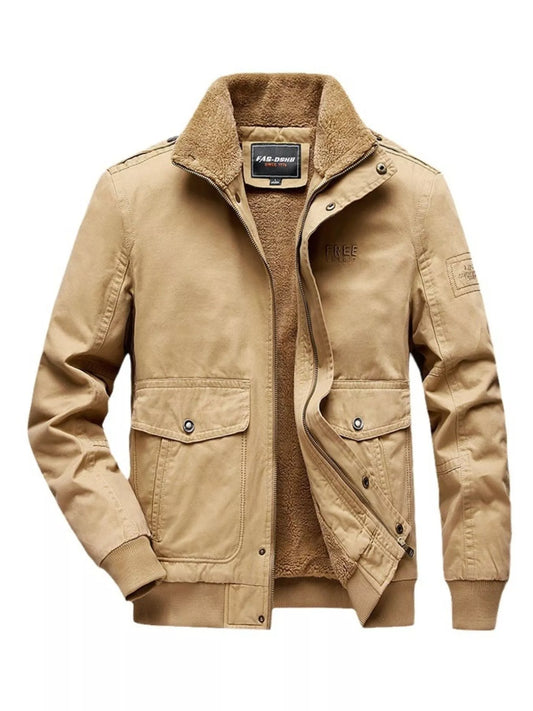 Men's Plus Size Warm Fleece Lined Zip Up Jacket