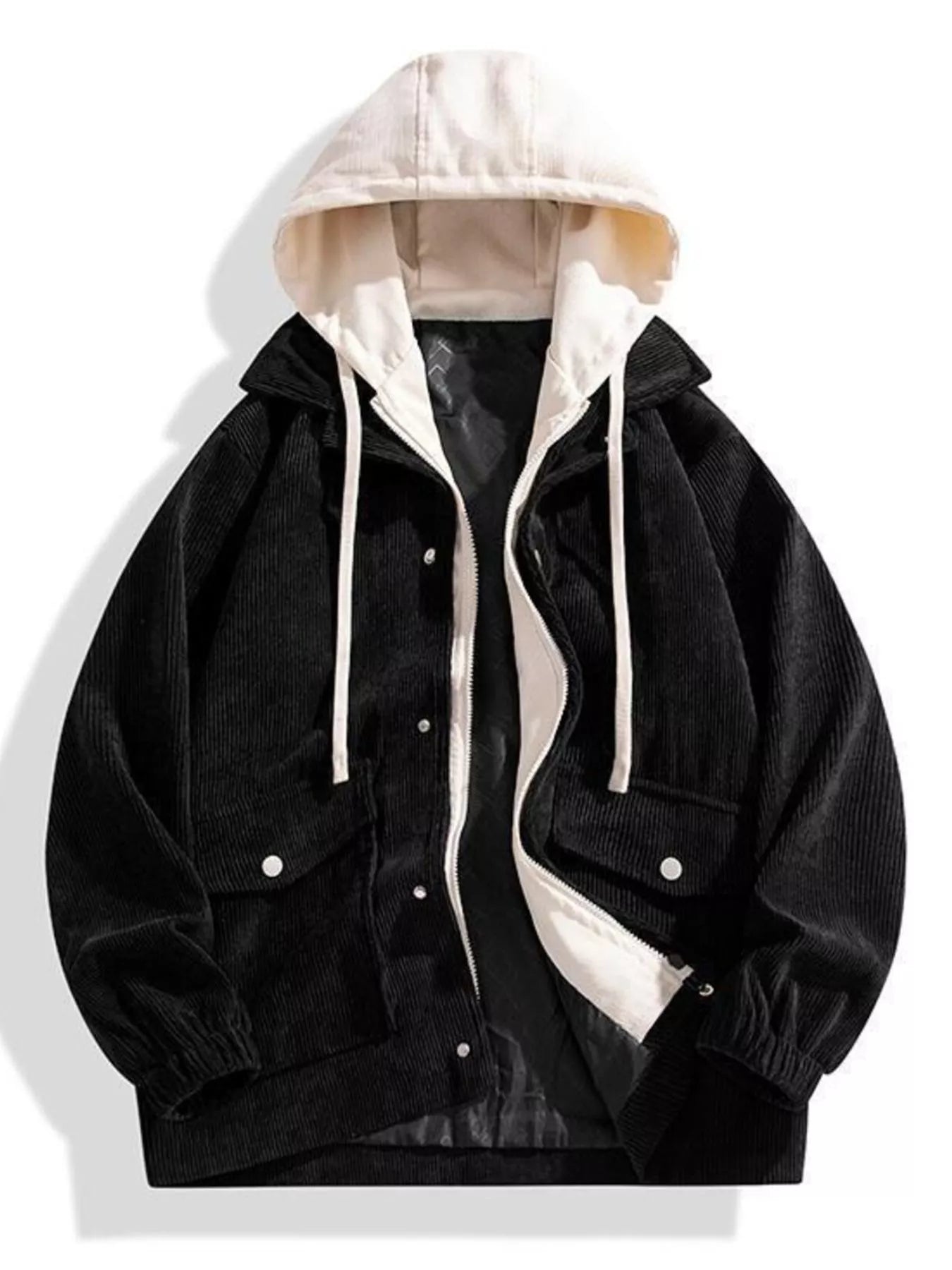 Men's Plus Size Casual Corduroy Hooded Jacket