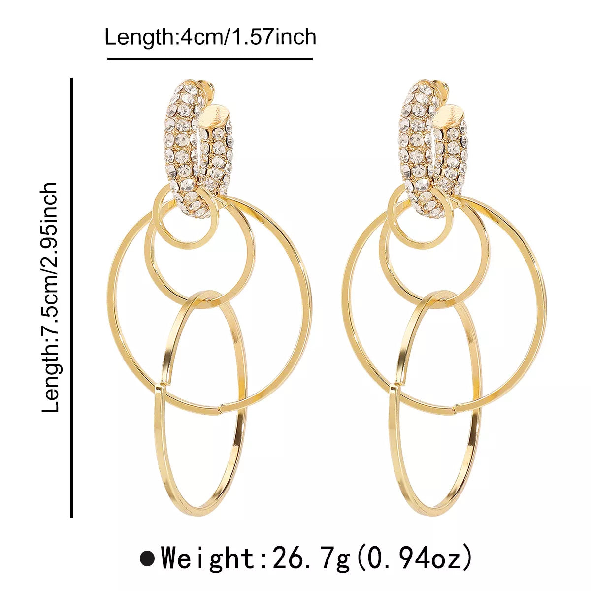 Rhinestone Hoop Dangle Earrings