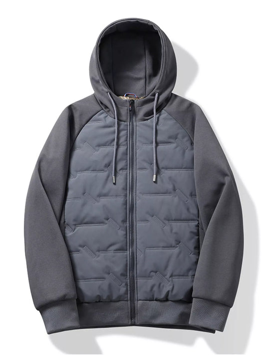 Men's Plus Size Hooded Padded Front Zip-Up Jacket