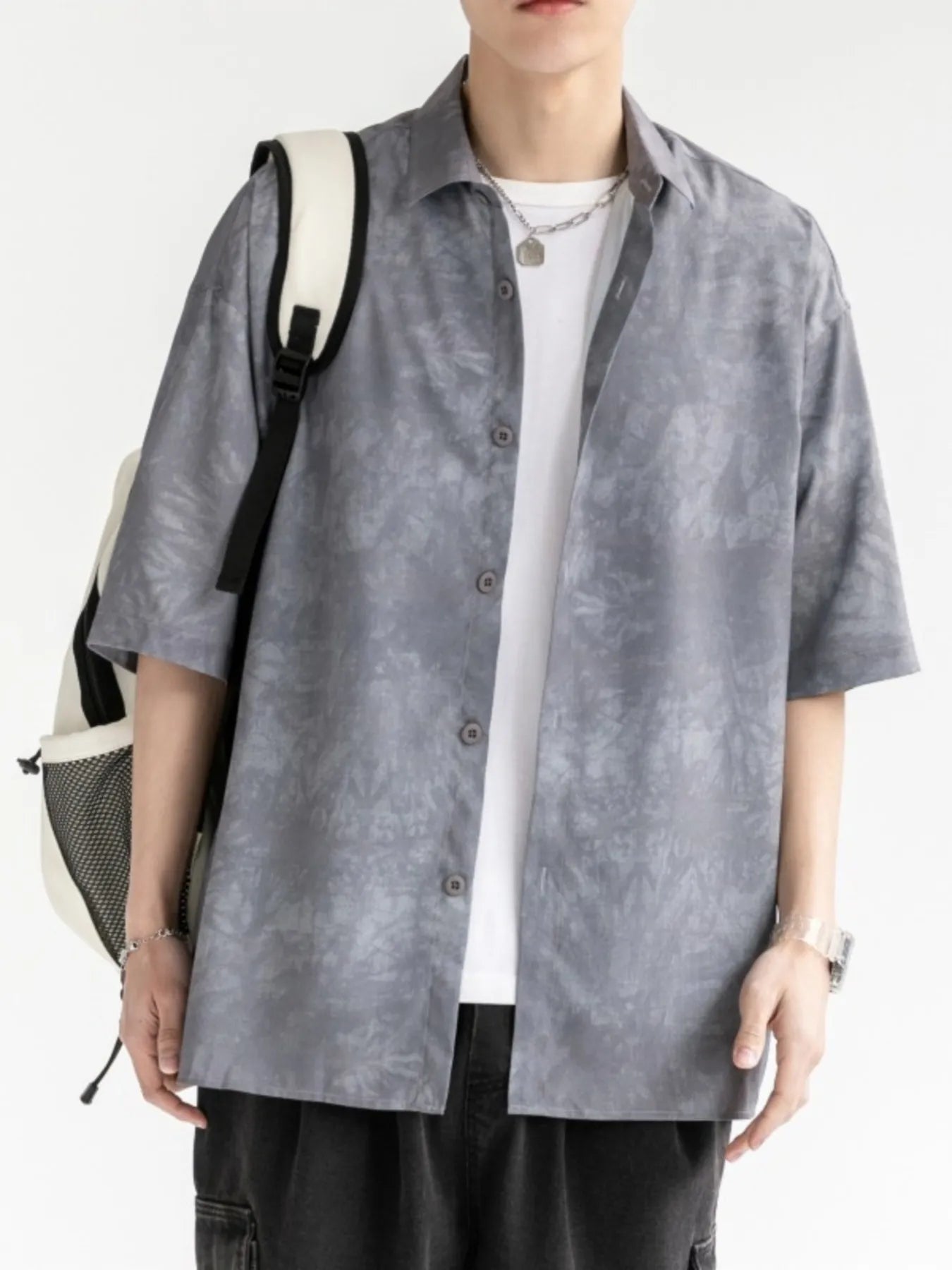 Men's Plus Size Casual Tie-dye Short Sleeve Shirt