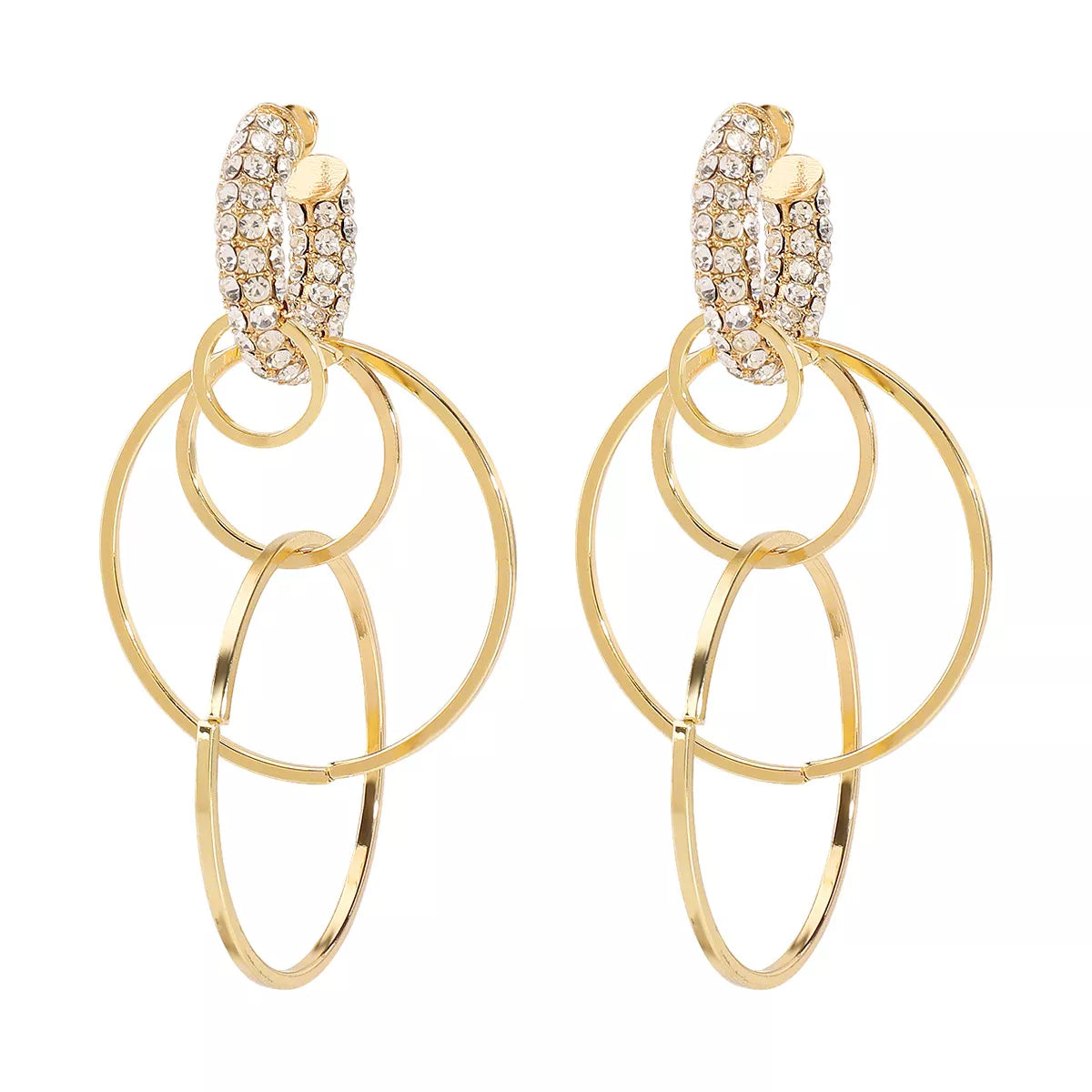 Rhinestone Hoop Dangle Earrings