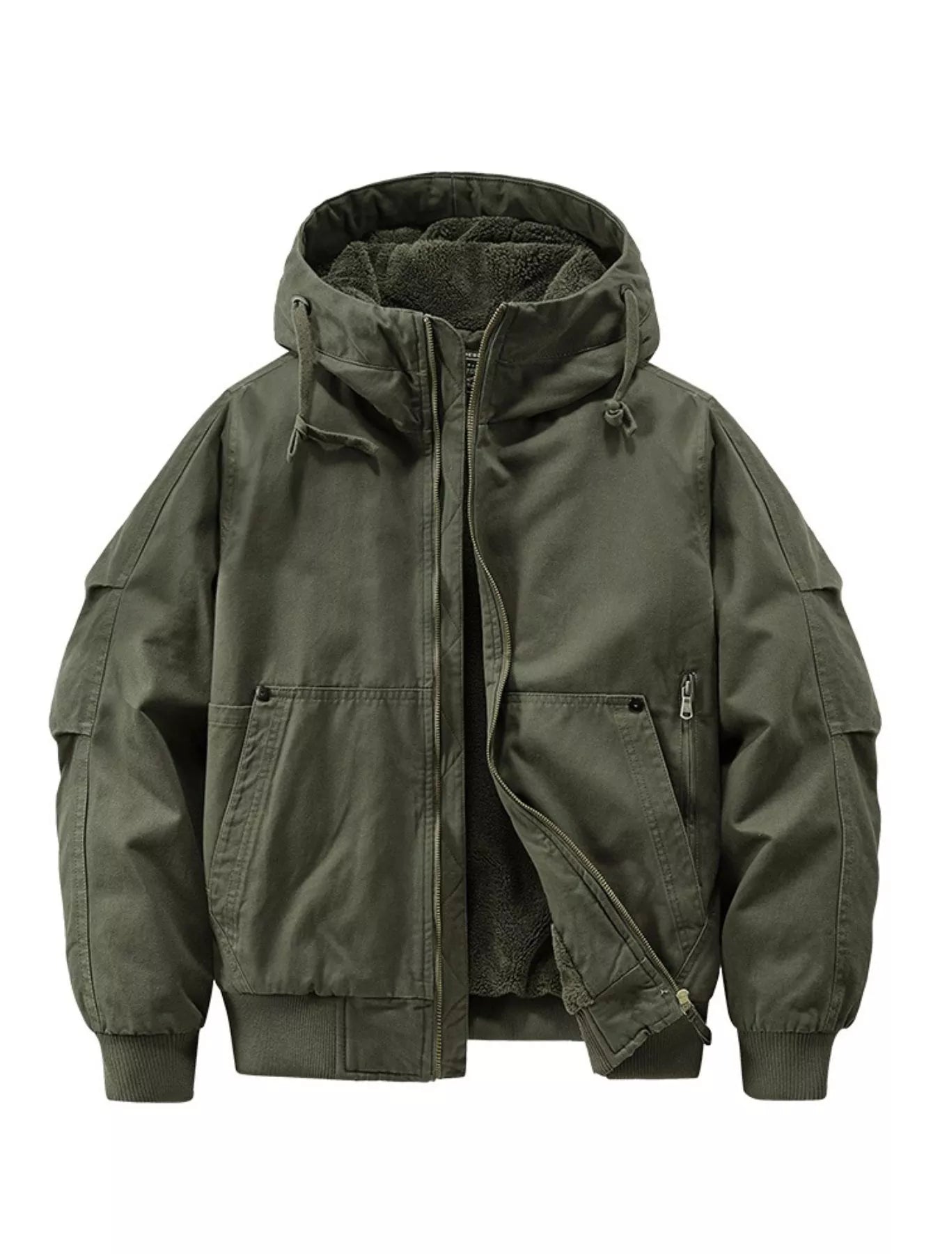 Men's Plus Size Hooded Fleece Lined Winter Jacket