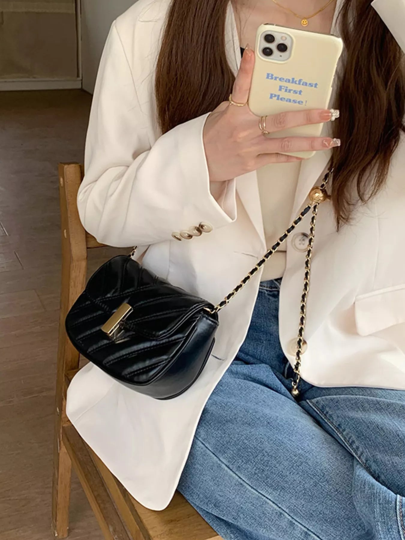 Quilted Flap Chain Crossbody Bag