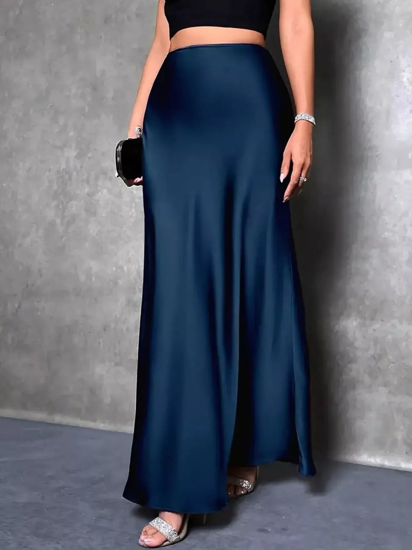 Satin High Waist Maxi Skirt