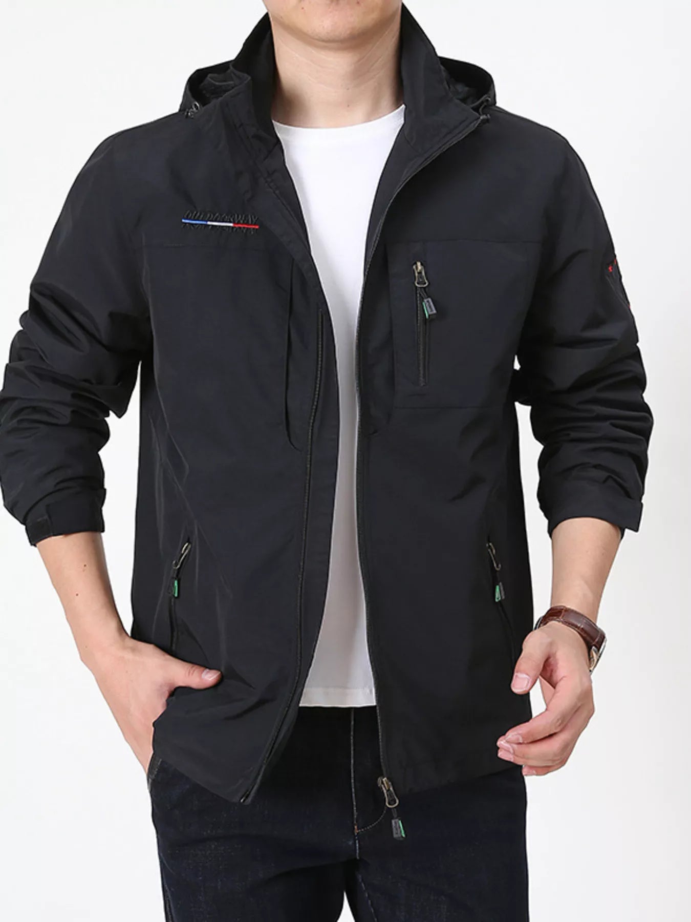 Men's Plus Size Lightweight Hooded Outdoor Jacket