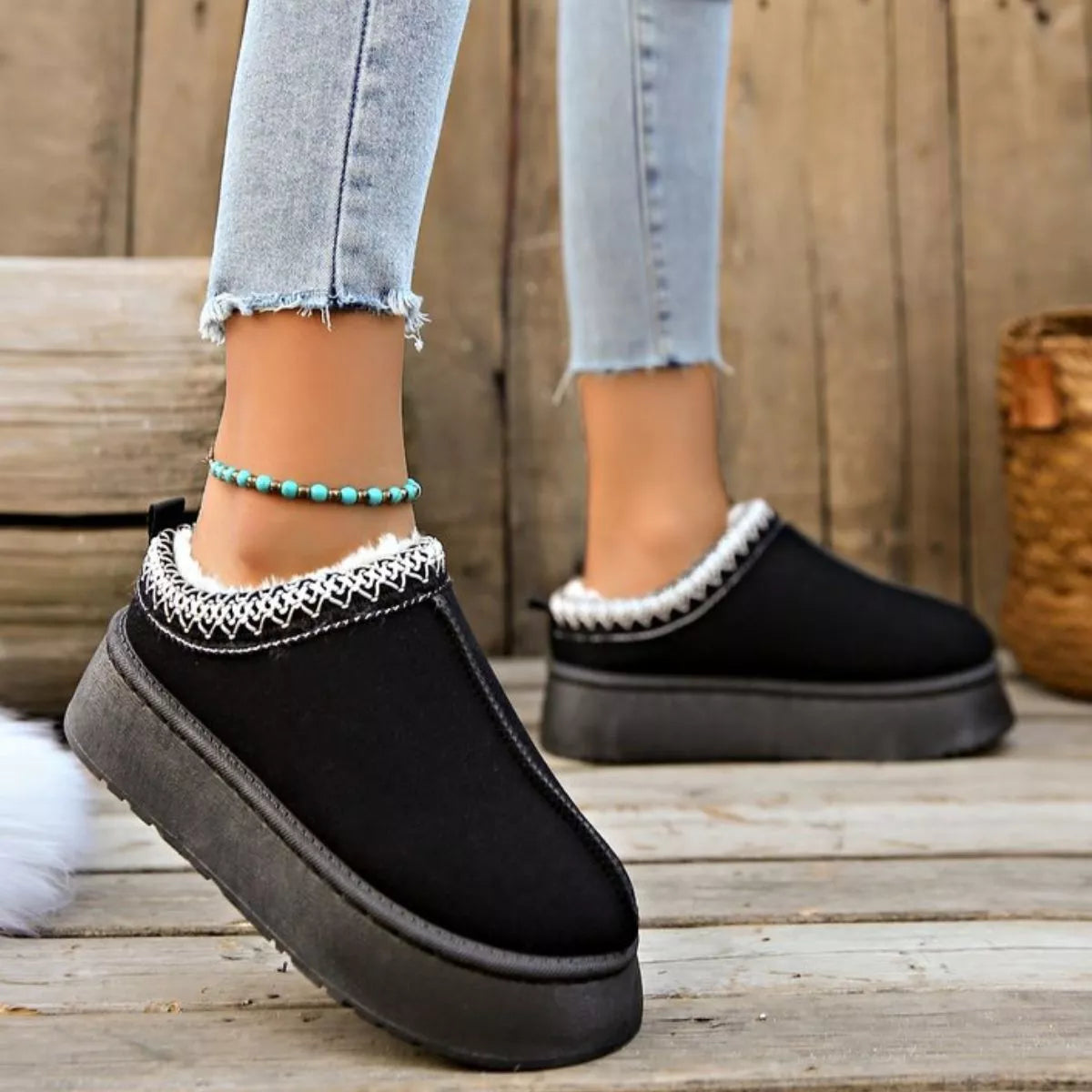 Plush Lined Platform Ankle Boots