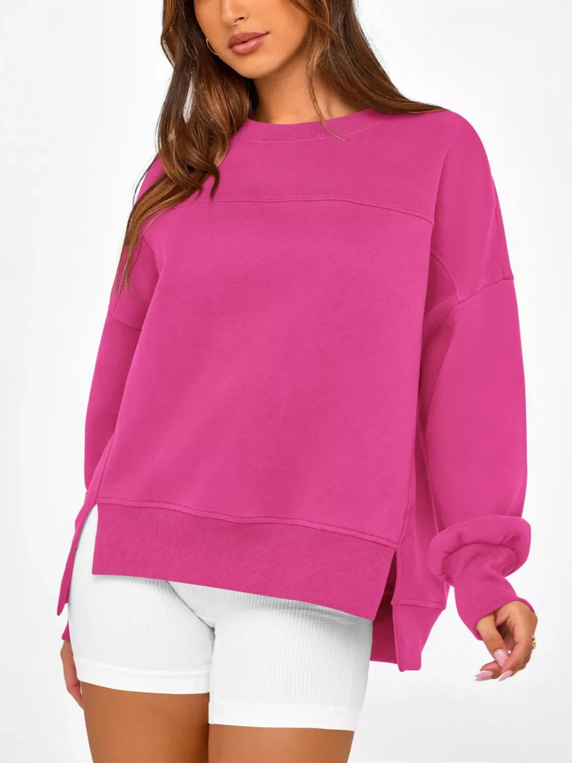 Casual Loose Side Slit Sweatshirt