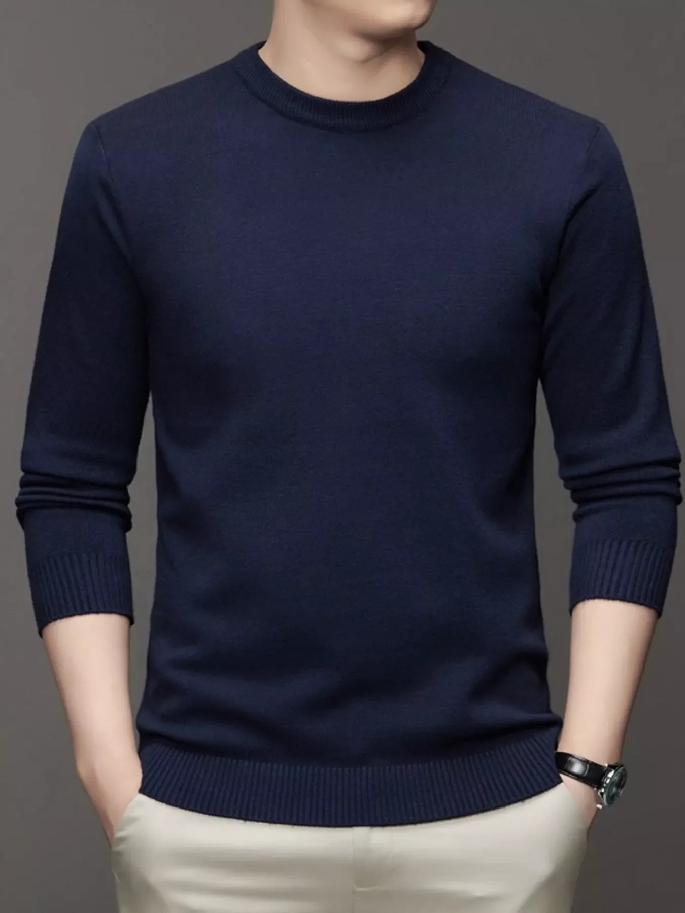 Men's Plus Size Lightweight Mock Neck Knit Top