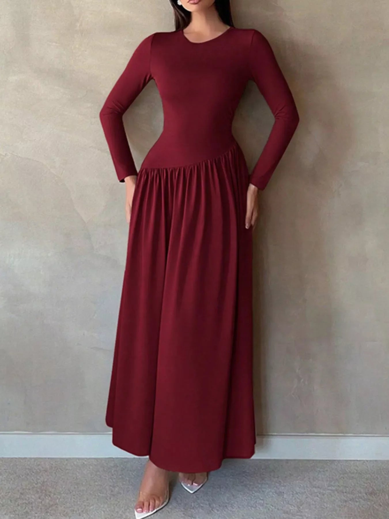Long Sleeve A-Line Maxi Dress