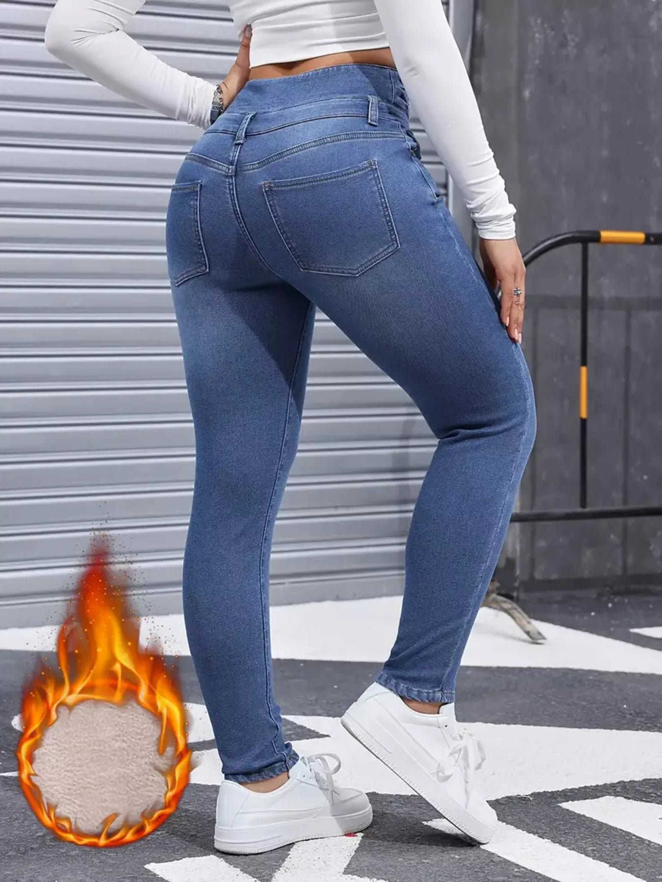 High Waist Button Fly Skinny Jeans
