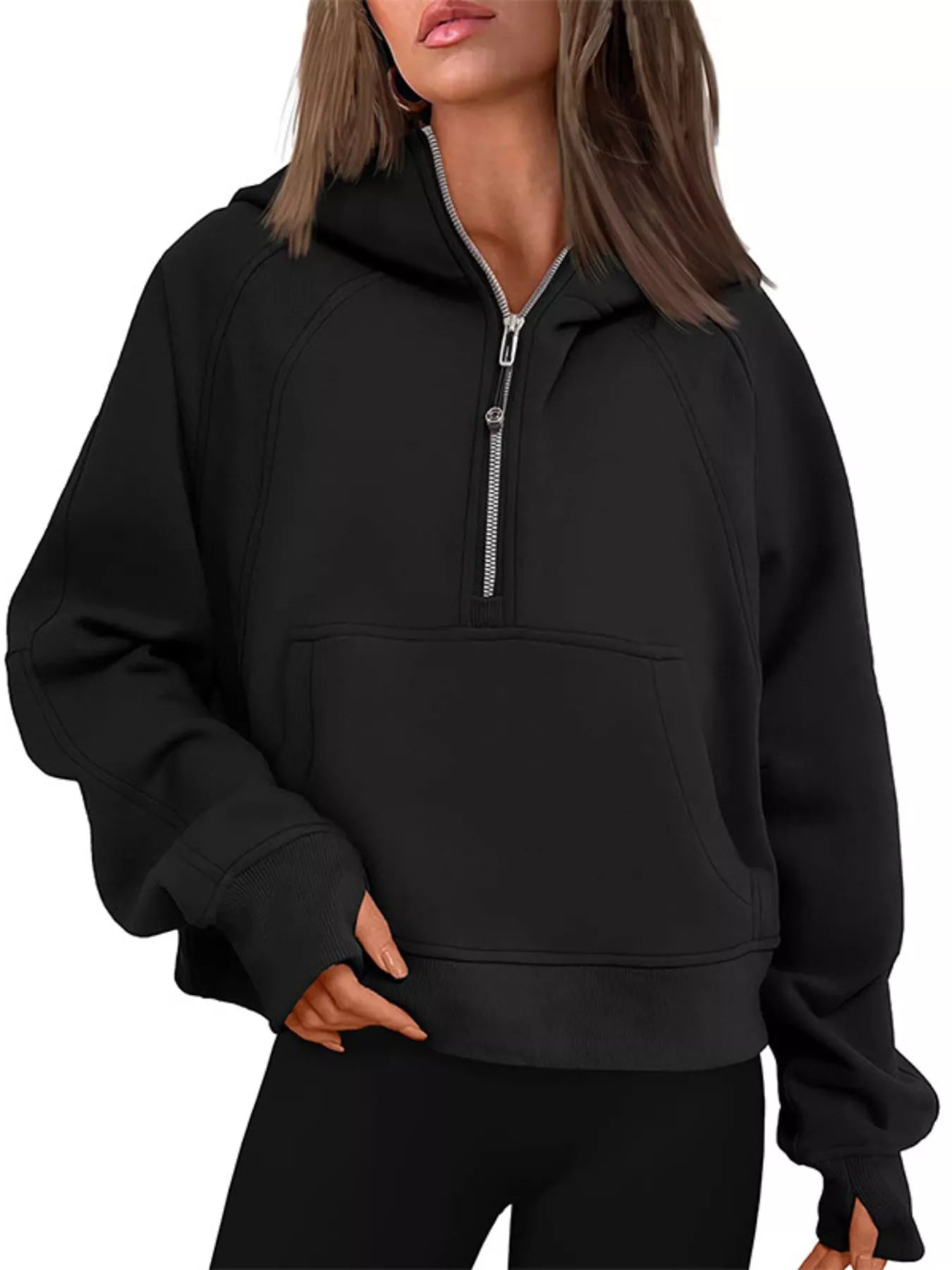 Half-Zip Kangaroo Pocket Hoodie