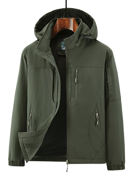 Men's Plus Size Outdoor Hooded Windproof Jacket