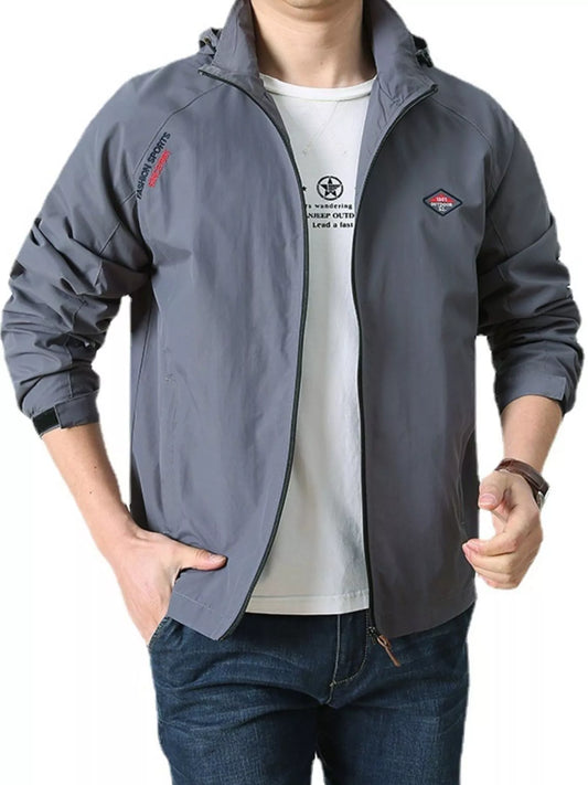 Men's Plus Size Lightweight Hooded Windbreaker Jacket