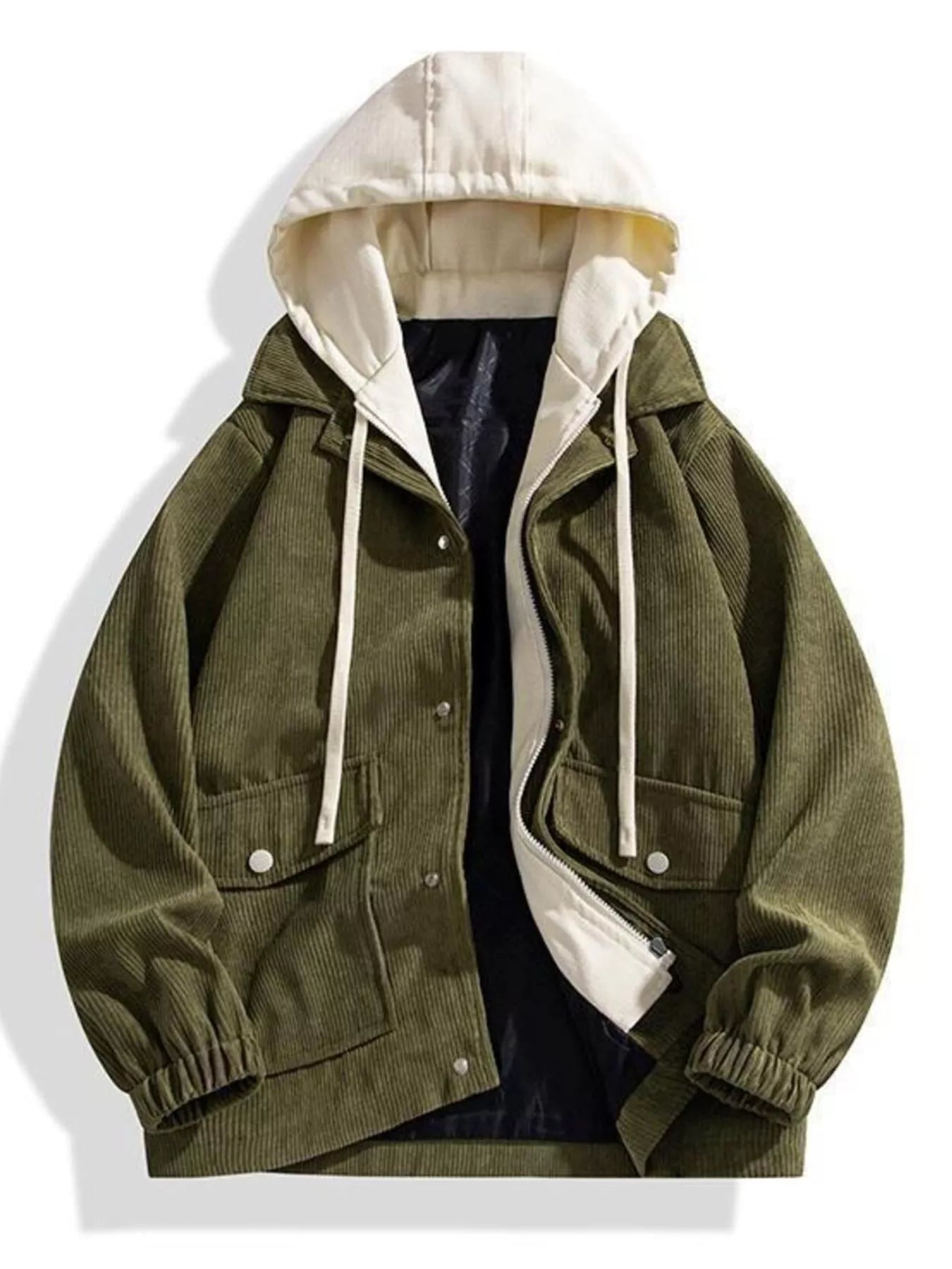 Men's Plus Size Casual Corduroy Hooded Jacket