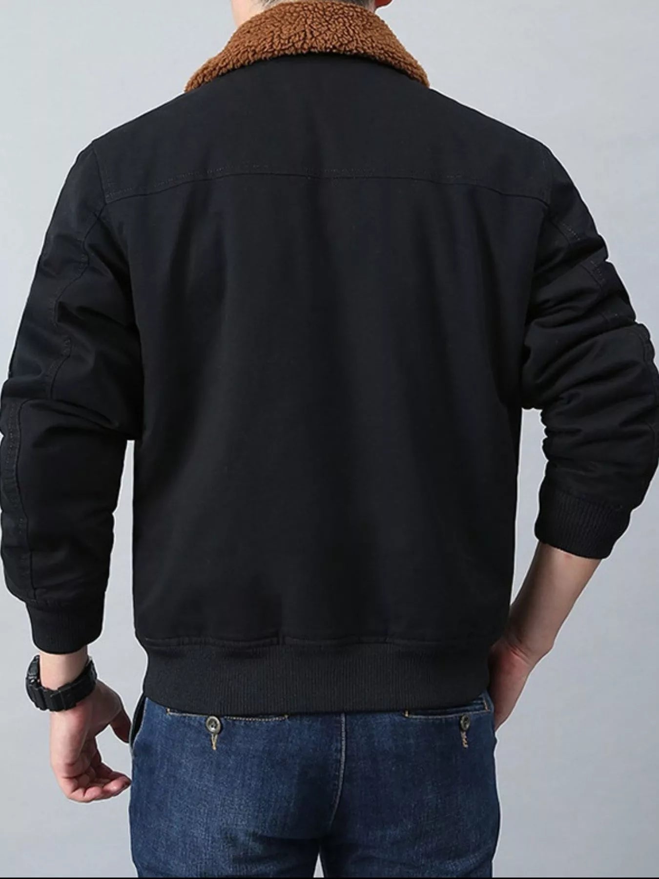 Men's Plus Size Casual Fleece Collar Zip Up Jacket