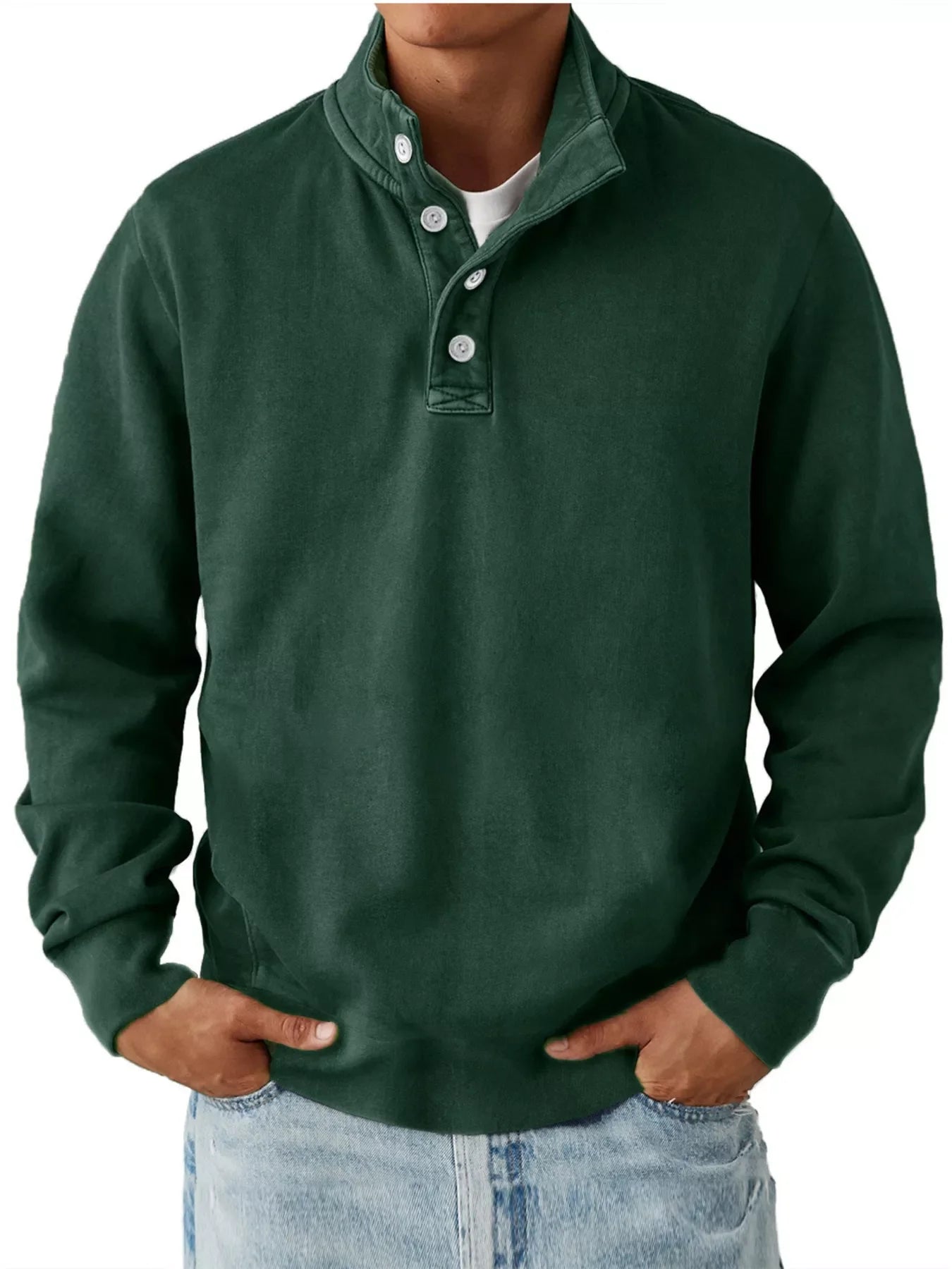 Men's Button Detail Long Sleeve Sweatshirt