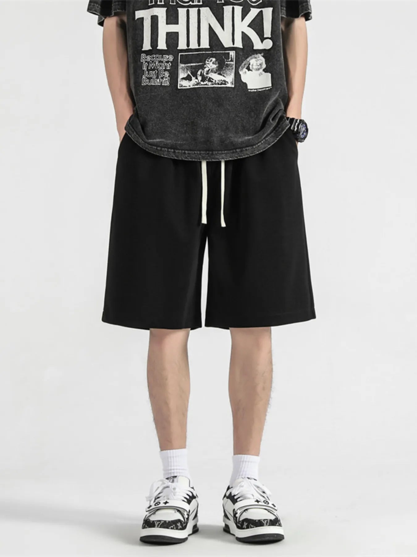Men's Full Size Casual Loose-Fit Drawstring Shorts Plus Size