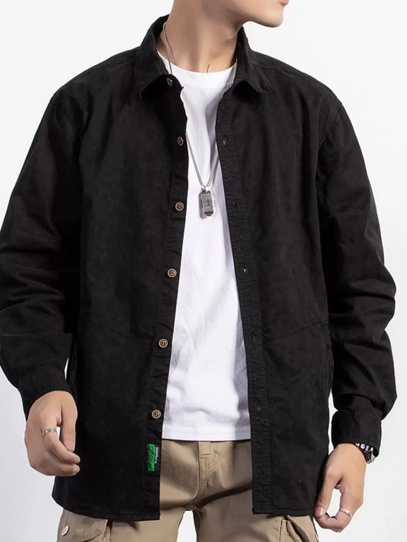 Men's Plus Size Button Up Long Sleeve Shirt