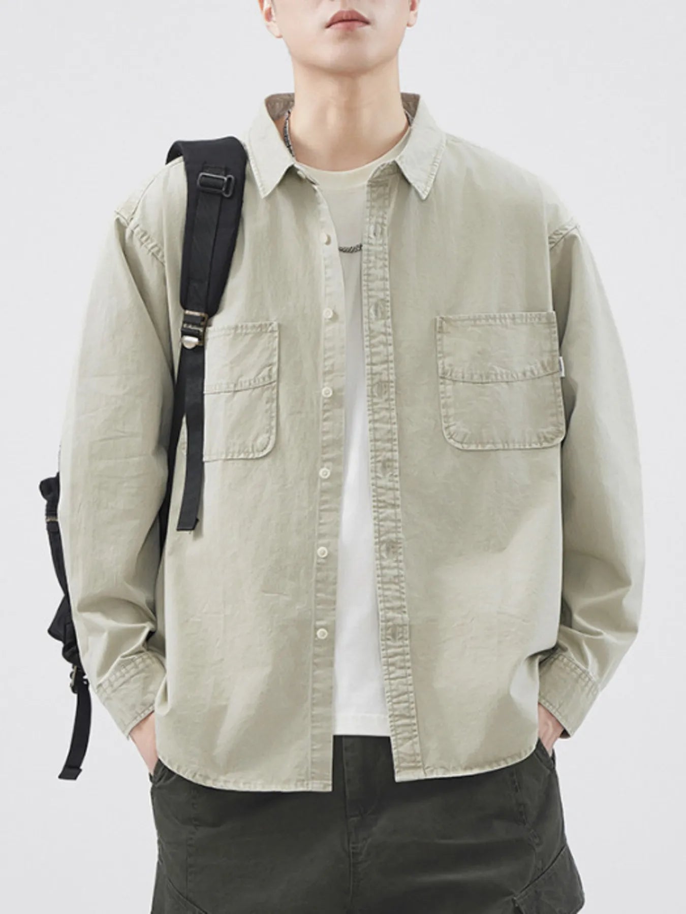 Men's Plus Size Button Up Long Sleeve Shirt