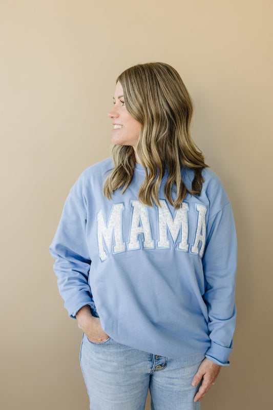 Mama Applique Crewneck Sweatshirt - Embroidered Womens Crew Sweatshirt - Mommy and Me Matching Outfit